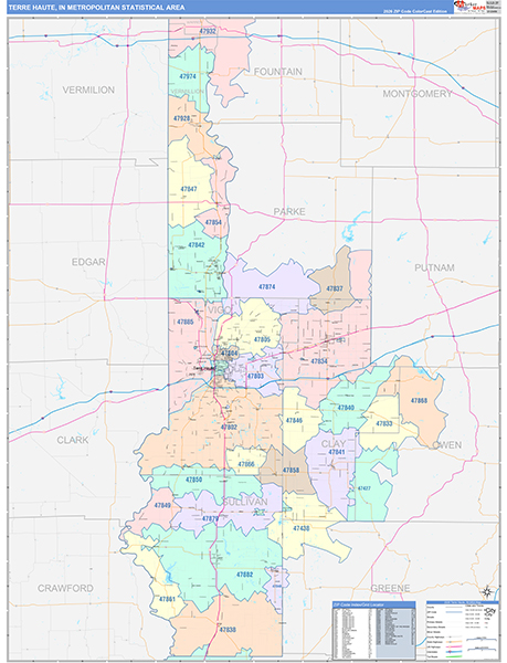 Terre Haute Metro Area Wall Map